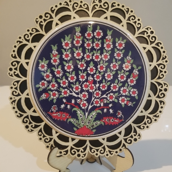 Ceramic in carved wood - Picture 3 of 5